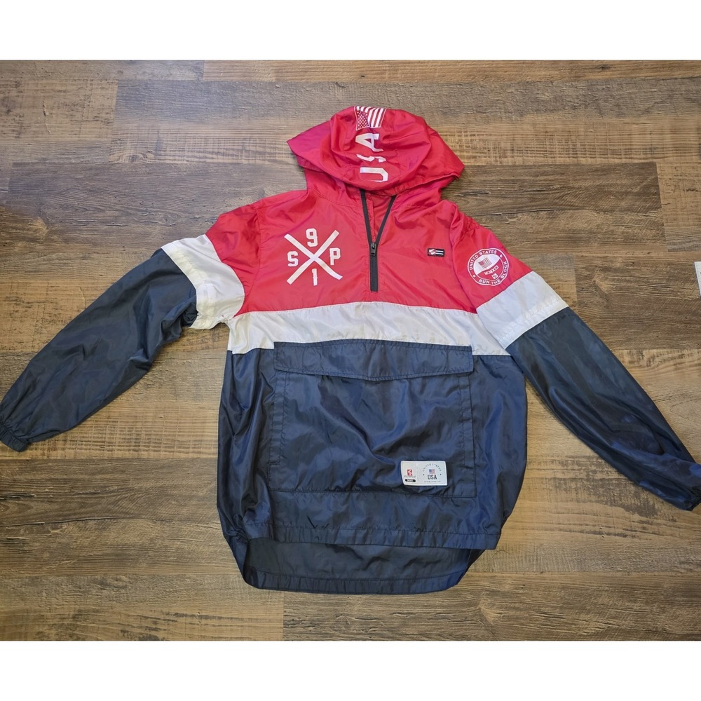 Southpole Boys Size XL Red/ White/Blue USA Logo Pockets Windbreaker Jacket